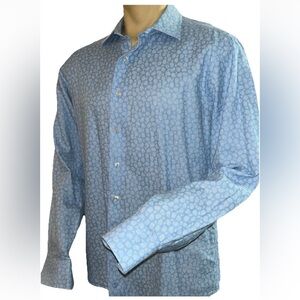 DAVID DONAHUE FUSION MENS PREMIUM 100% COTTON BLUE DRESS SHIRT SIZE 16.5 $165